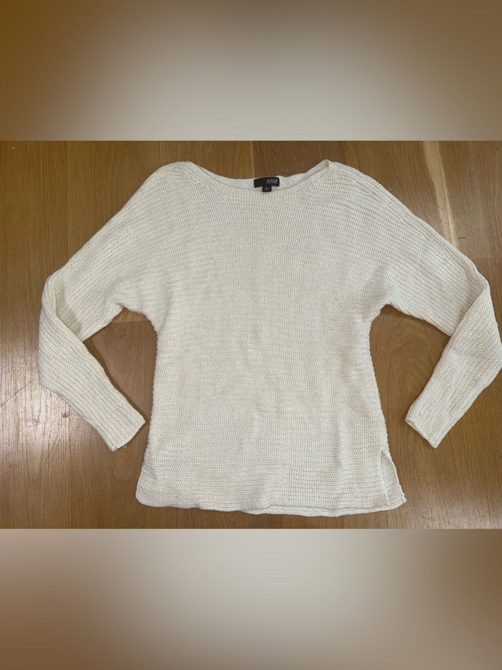 a.n.a Cream Scoop Neck with shimmer-Lightweight Knit Sweater